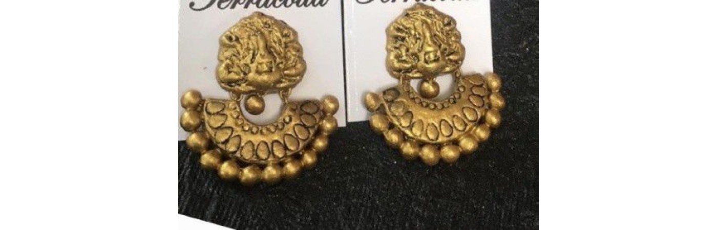 Handpainted Terracotta Jewellery – Ganesha Ear rings